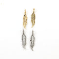 30mmx7mm Pewter Pointed Minimal Modern Feather Charm Necklace Pendant (2pc)