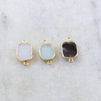 Gold Plated Sparkling Organic Shape Druzy Connector Link 2 Loops