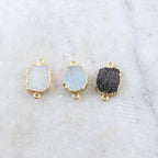 Gold Plated Sparkling Organic Shape Druzy Connector Link 2 Loops