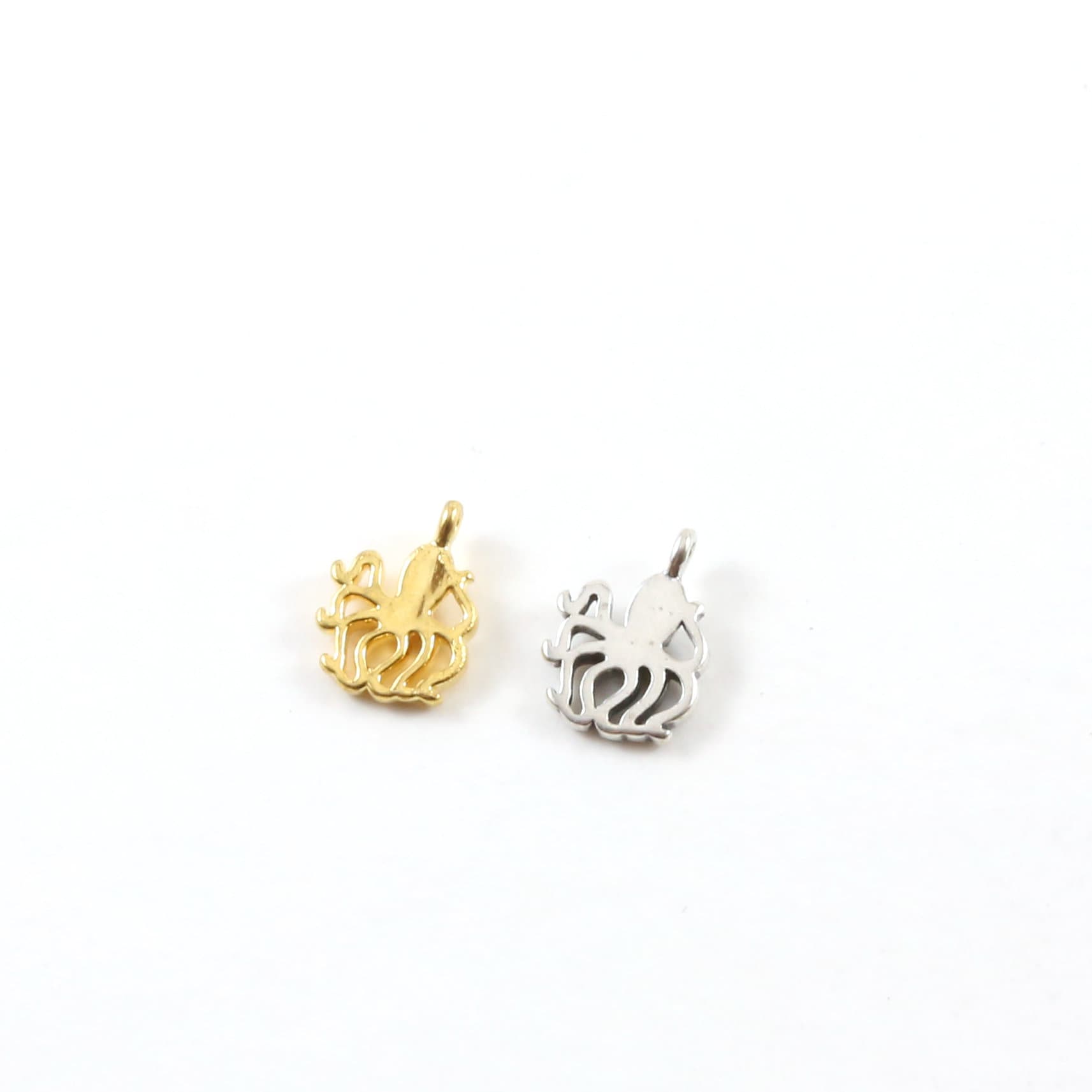 Sterling Silver or Vermeil Teeny Tiny Small Octopus Charm Ocean Summer