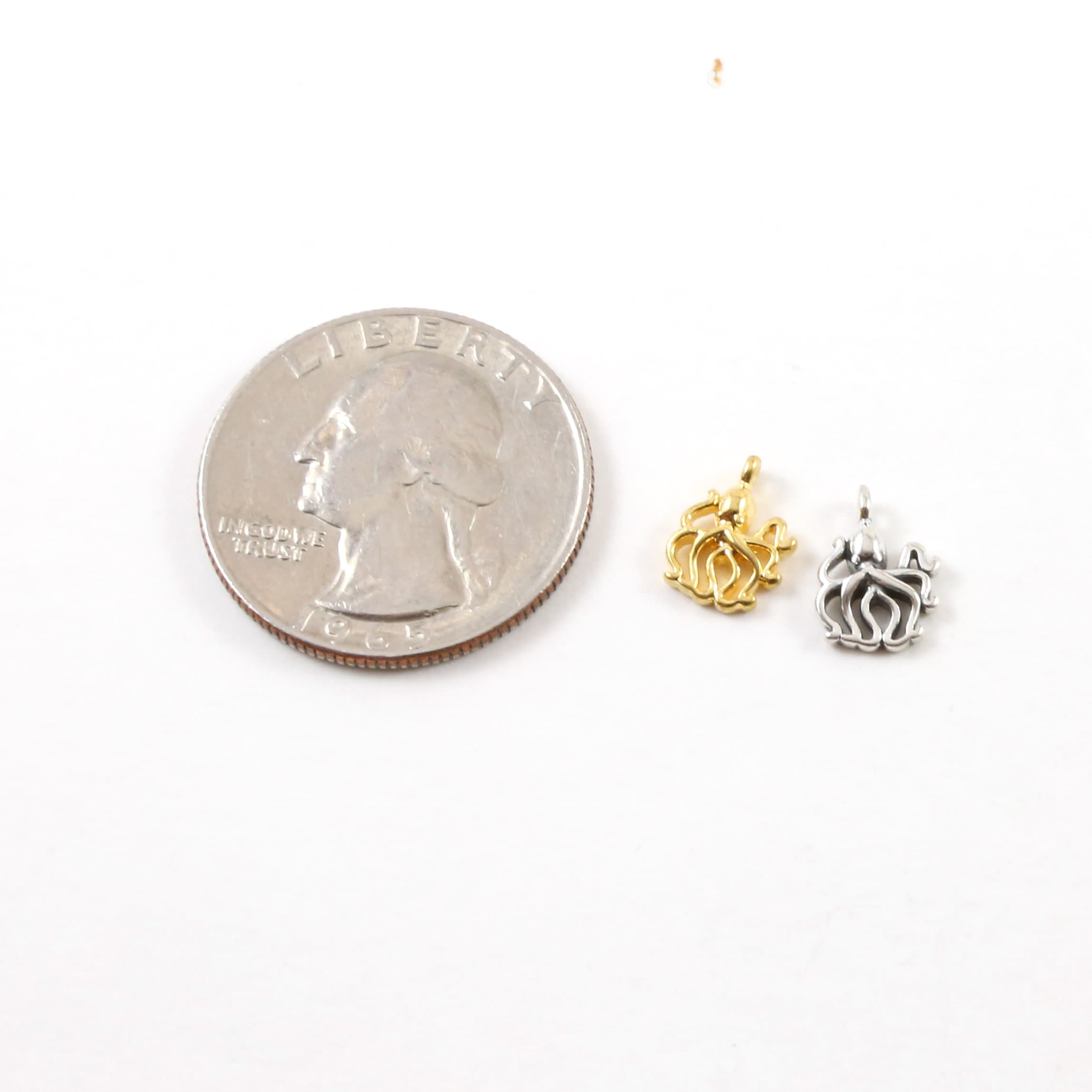 Sterling Silver or Vermeil Teeny Tiny Small Octopus Charm Ocean Summer