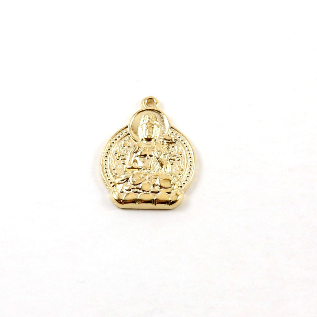 18mmx14mm Vermeil Double Sided Buddha Sitting Yoga Charm with Detailed