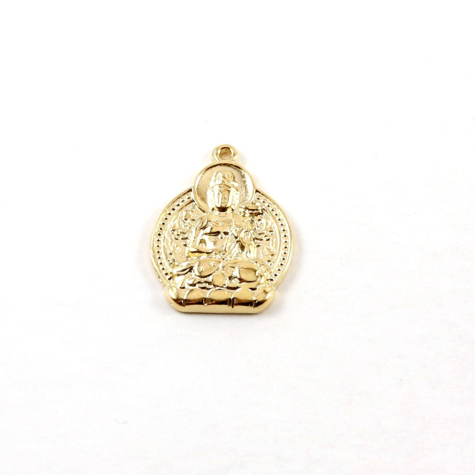 18mmx14mm Vermeil Double Sided Buddha Sitting Yoga Charm with Detailed