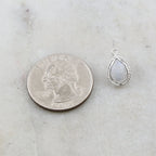 Sterling Silver Small Faceted Rainbow Moonstone Teardrop Pendant Charm