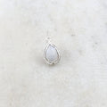 Sterling Silver Small Faceted Rainbow Moonstone Teardrop Pendant Charm