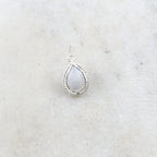 Sterling Silver Small Faceted Rainbow Moonstone Teardrop Pendant Charm