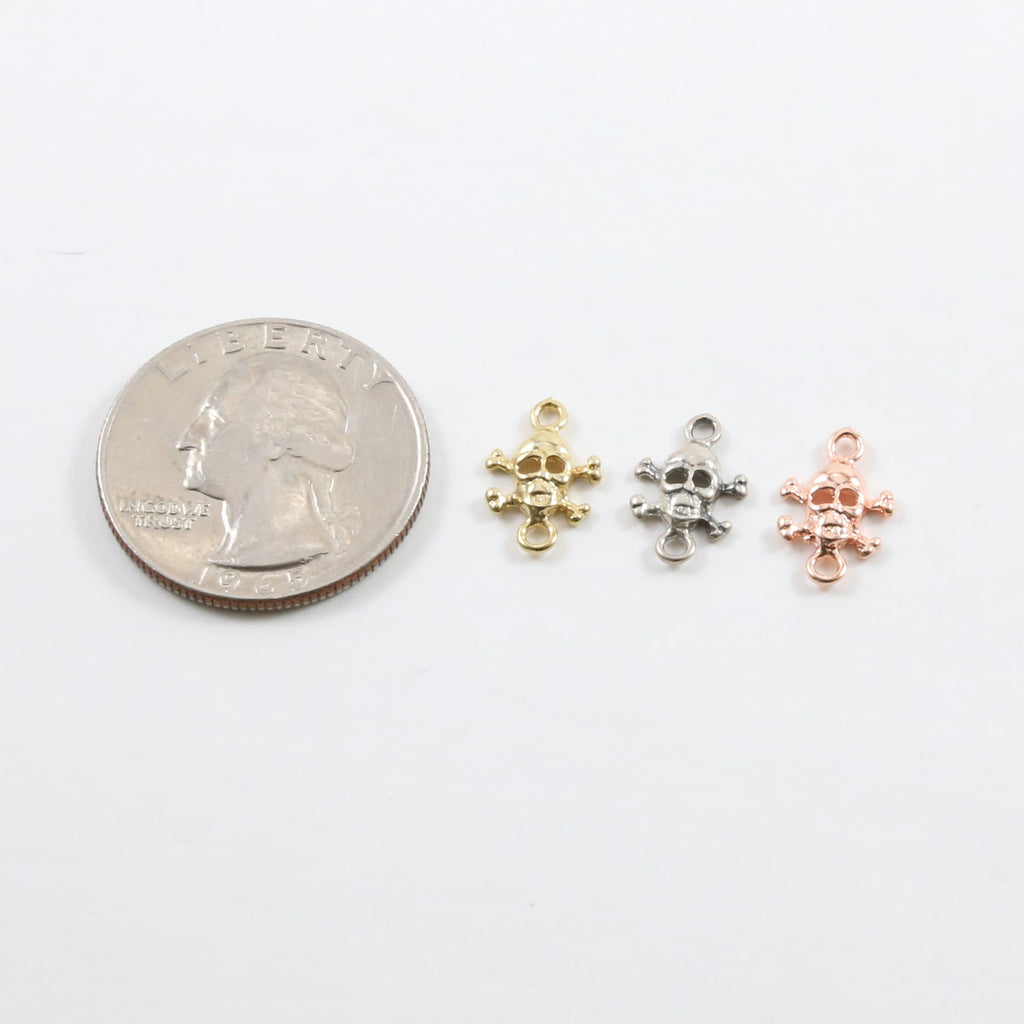 7mmx8mm Sterling Silver or Vermeil Small Pirate Skull Connector Link Day