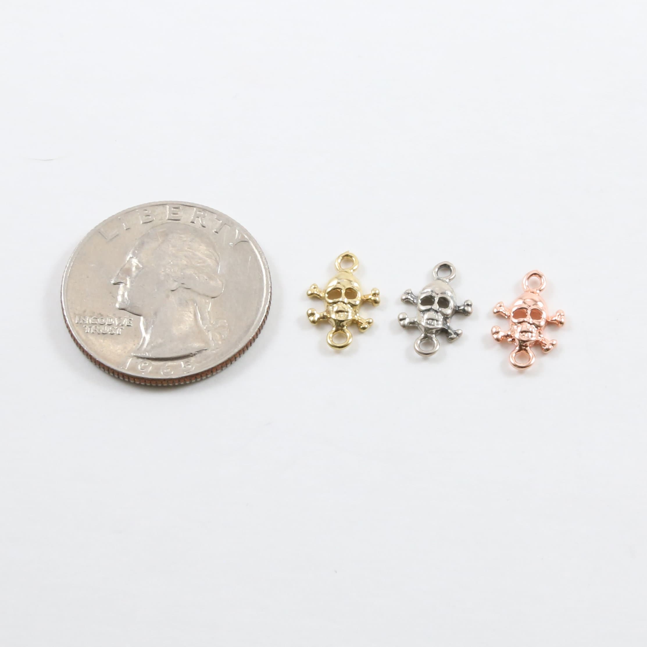 7mmx8mm Sterling Silver or Vermeil Small Pirate Skull Connector Link Day