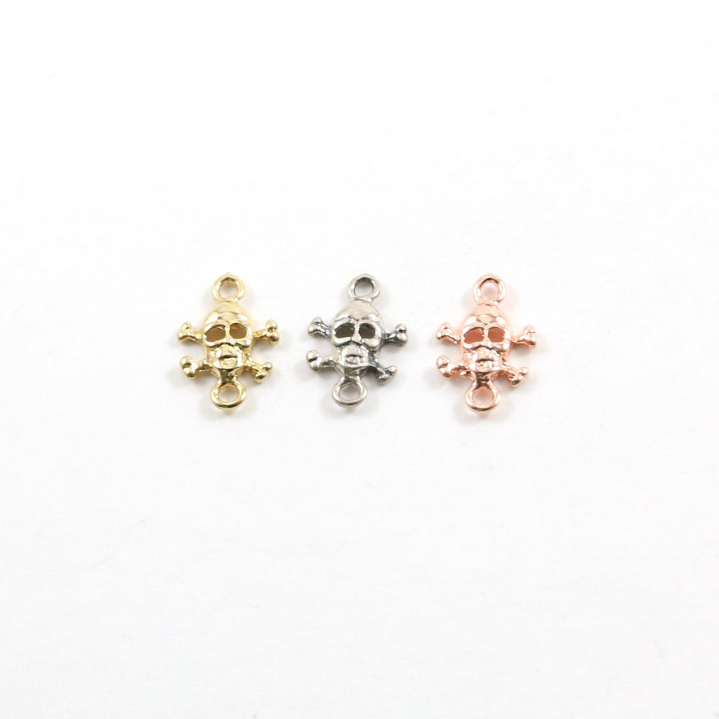 7mmx8mm Sterling Silver or Vermeil Small Pirate Skull Connector Link Day