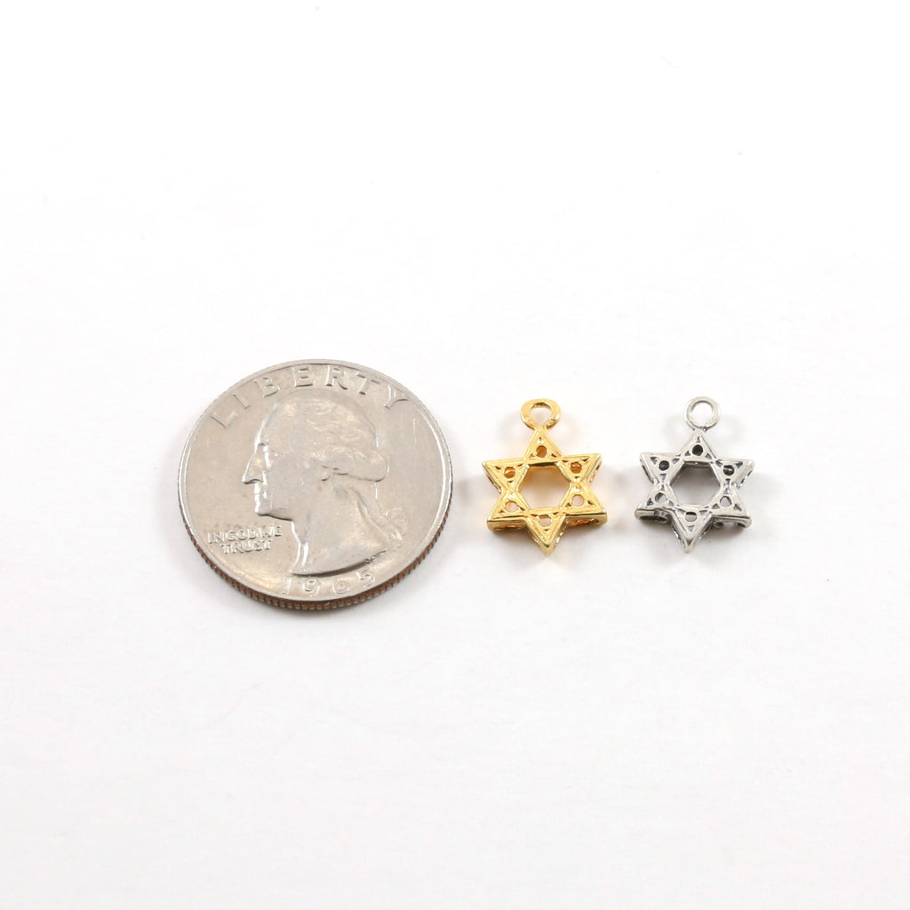 15mmx10mm Sterling Silver or Vermeil Thick Star of David 3D Charm Religious