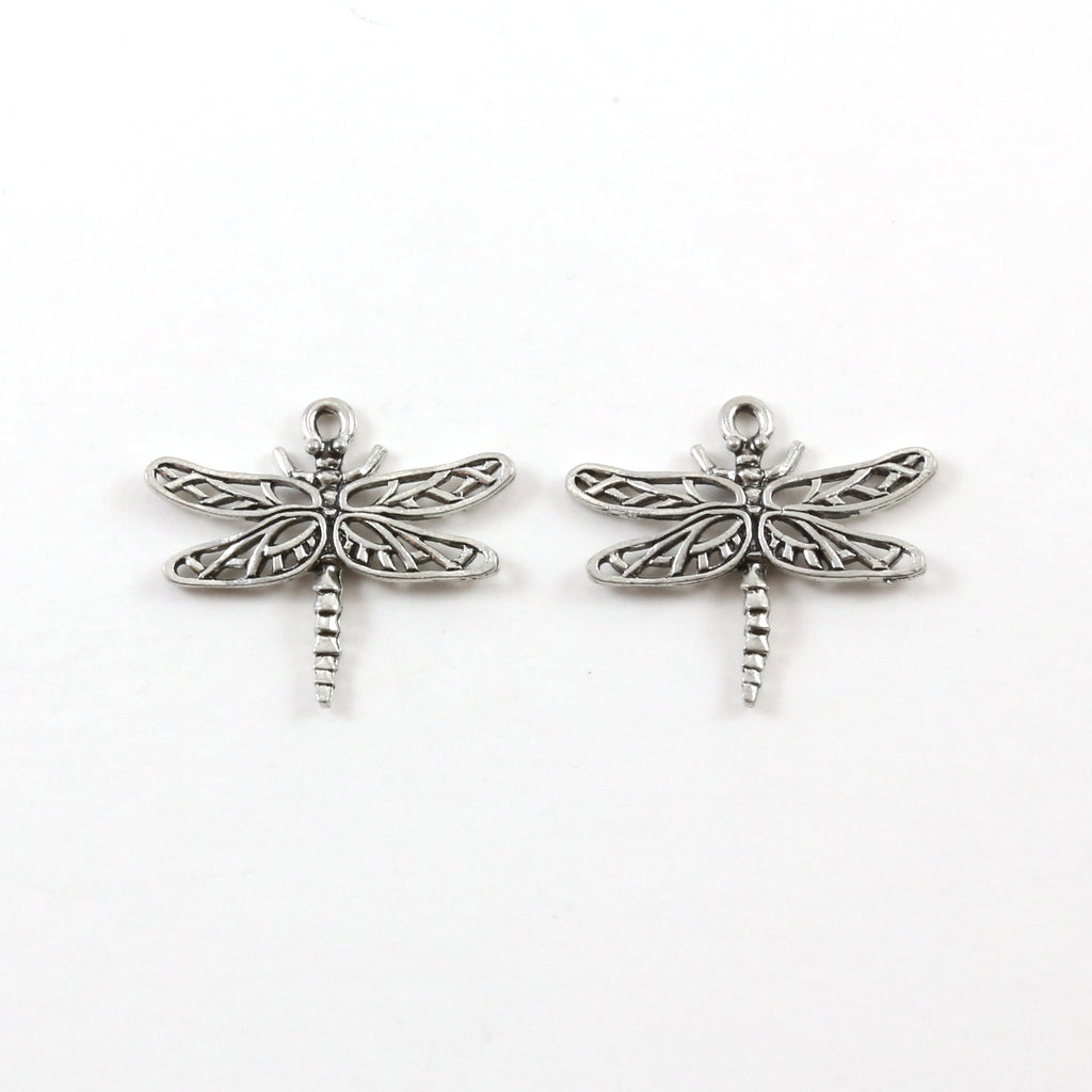 25mmx27mm Pewter Large Flying Dragonfly Wings Charm Fantasy Pendant (2pc)