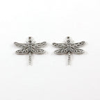 25mmx27mm Pewter Large Flying Dragonfly Wings Charm Fantasy Pendant (2pc)