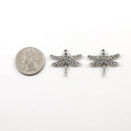 25mmx27mm Pewter Large Flying Dragonfly Wings Charm Fantasy Pendant (2pc)