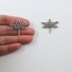 25mmx27mm Pewter Large Flying Dragonfly Wings Charm Fantasy Pendant (2pc)