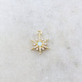 14mmx10mm Rhodium Plated Gold CZ Opal 8 Point Star Cubic Zirconia Pave Charm