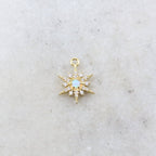 14mmx10mm Rhodium Plated Gold CZ Opal 8 Point Star Cubic Zirconia Pave Charm