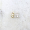 10mmx3mm Rhodium Plated Dainty Tiny CZ Trio Bar Pave CZ Small Drop Charm Cubic