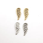 25mmx8mm Pewter Large Outline Double Sided Whimsical Angel Wing Charm (2pc)