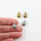 13mmx8mm Pewter Small Ladybug Ladybird Good Luck Charm Fantasy Pendant (2pc)