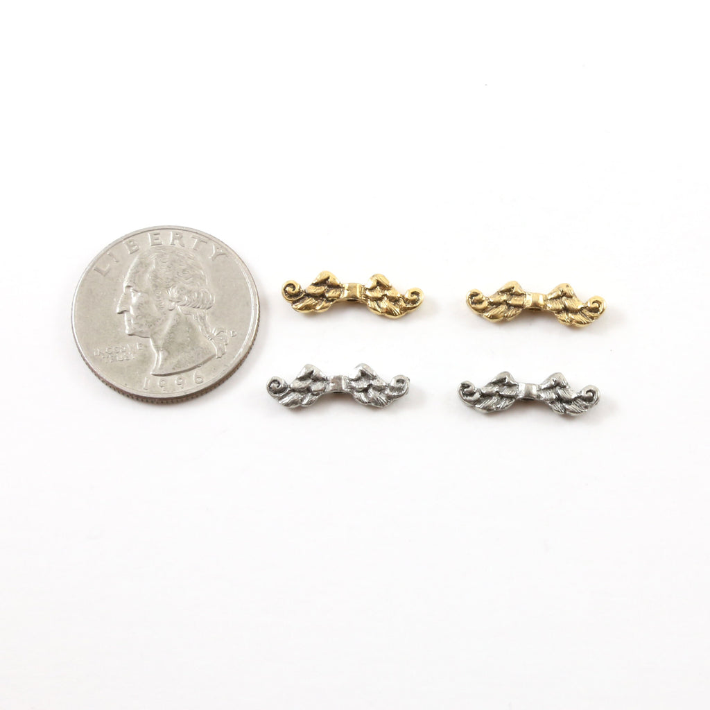 18mmx5mm Pewter Double Sided Whimsical Angel Wing Vertical Spacer Bead (2pc)