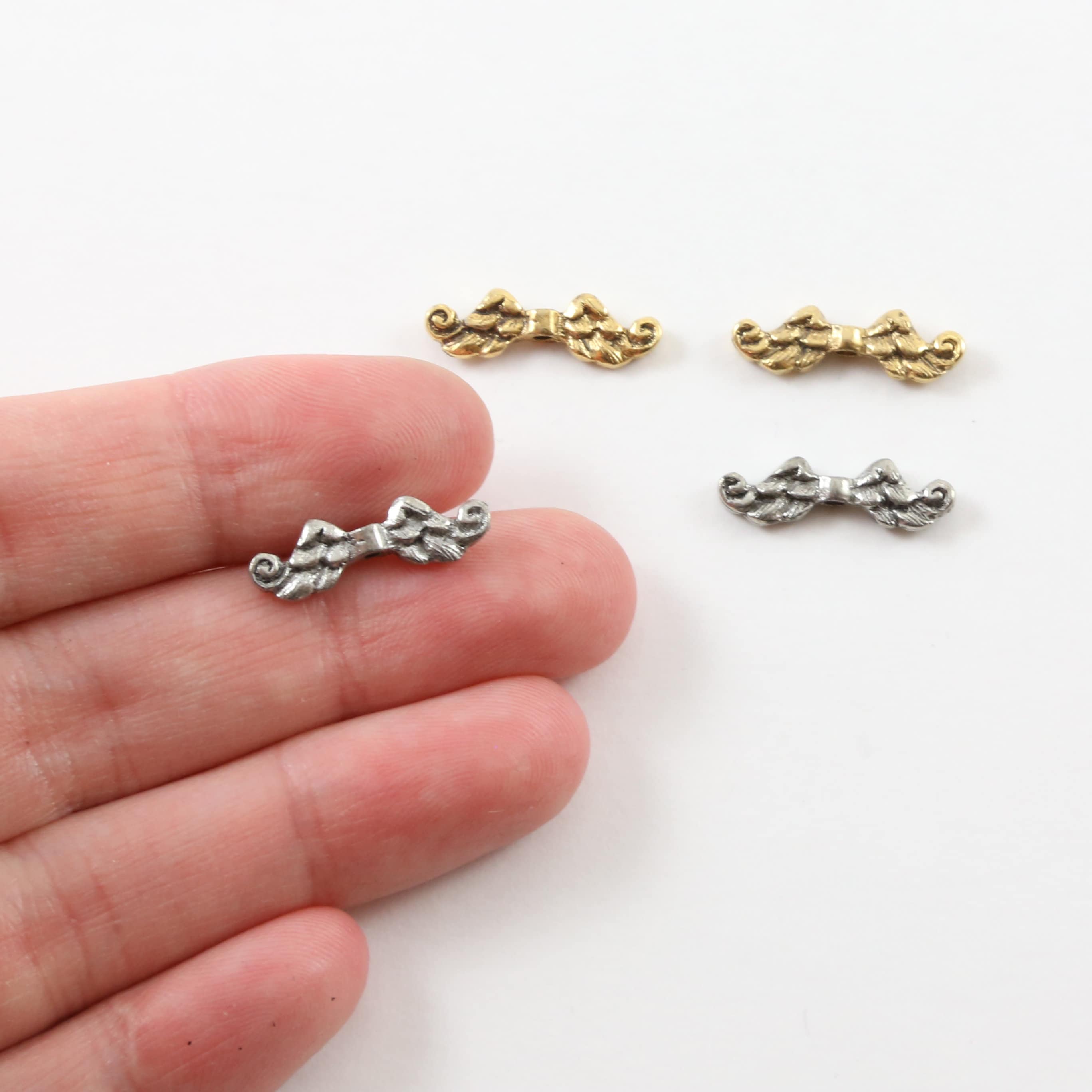 18mmx5mm Pewter Double Sided Whimsical Angel Wing Vertical Spacer Bead (2pc)