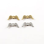 20mmx8mm Pewter Double Sided Detailed Angel Wing Vertical Spacer Bead (2pc)