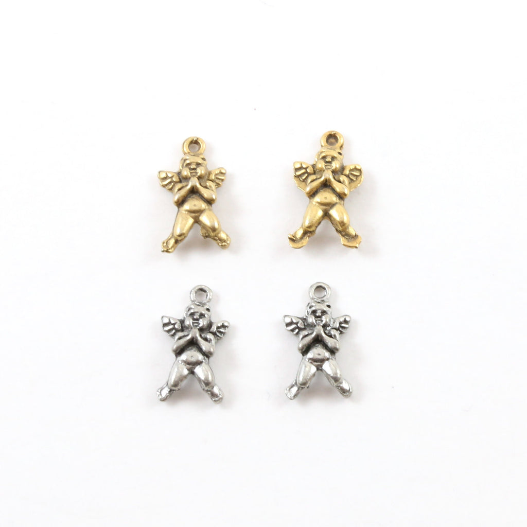 15mmx9mm Pewter Flying Cupid Angel Baby Cherub Charm Religious Pendant (2pc)