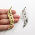 80mmx15mm Pewter Extra Large Modern Feather Charm Necklace Pendant