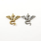 32mmx38mm Pewter Large Flying Detailed Dragon Charm Fantasy Medieval