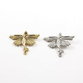 28mmx35mm Pewter Flying Fairy Butterfly Wings Pixie Charm 2 Loop