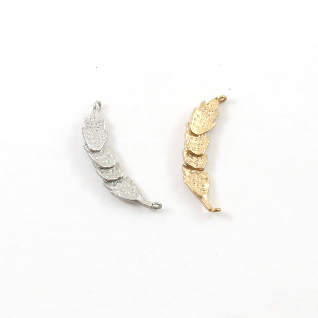 23mmx5mm Pewter Feather Wreath Bar Connector Link Charm Minimal Modern