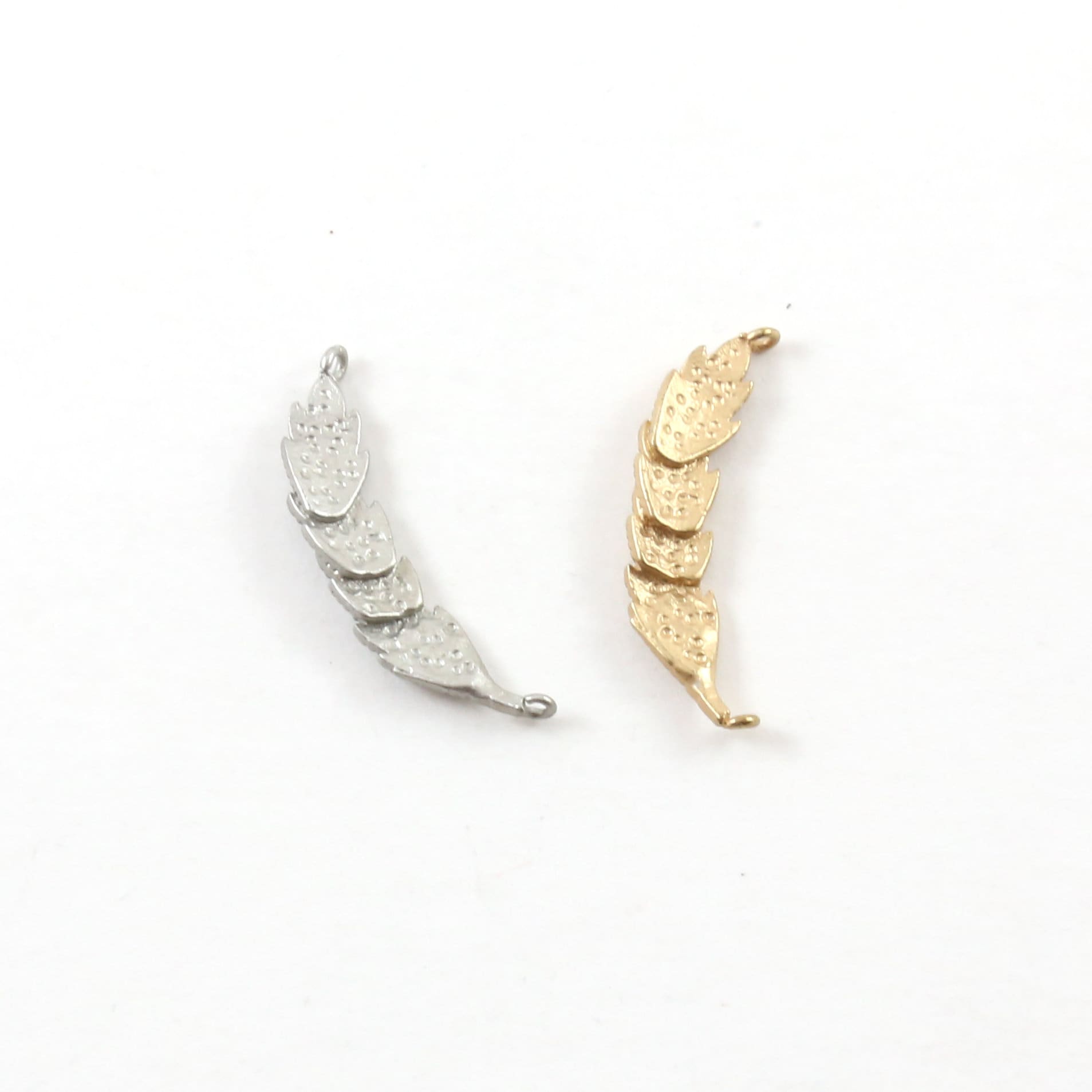 23mmx5mm Pewter Feather Wreath Bar Connector Link Charm Minimal Modern