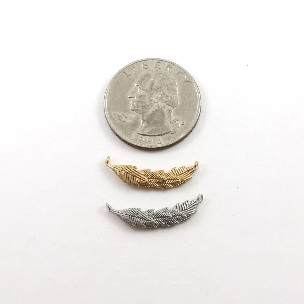23mmx5mm Pewter Feather Wreath Bar Connector Link Charm Minimal Modern