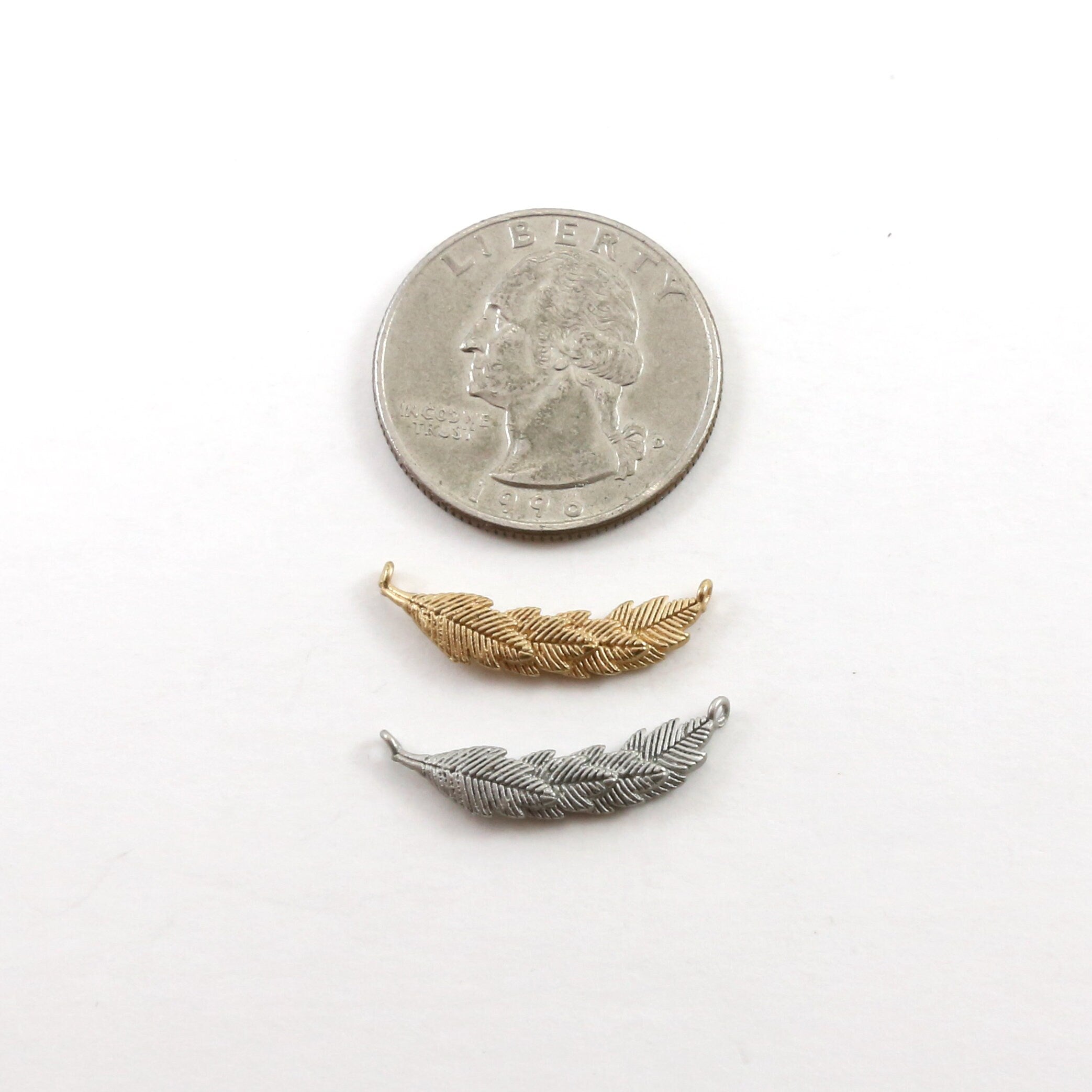 23mmx5mm Pewter Feather Wreath Bar Connector Link Charm Minimal Modern