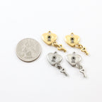 Pewter Simple Heart Pad Lock with Key Valentines Day Key Charm (2pc)