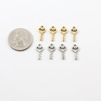 16mmx8mm Pewter Tiny Small Heart Skeleton Key Charm Best Friend Charm (4pc)