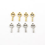 16mmx8mm Pewter Tiny Small Heart Skeleton Key Charm Best Friend Charm (4pc)