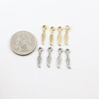 19mmx3mm Pewter Tiny Small Dainty Modern Feather Charm Necklace Pendant (4pc)