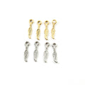 19mmx3mm Pewter Tiny Small Dainty Modern Feather Charm Necklace Pendant (4pc)