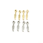 19mmx3mm Pewter Tiny Small Dainty Modern Feather Charm Necklace Pendant (4pc)