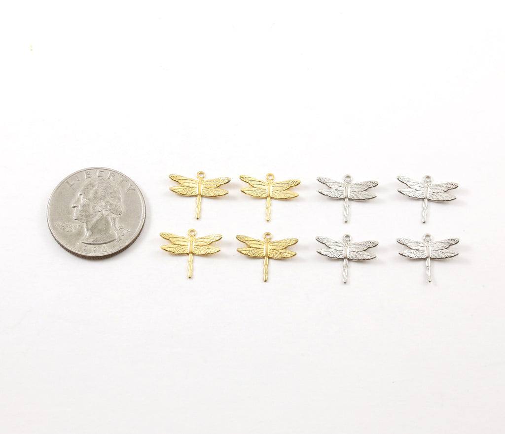 13mmx15mm Base Metal Lightweight Flying Dragonfly Wings Charm Fantasy (4pc)
