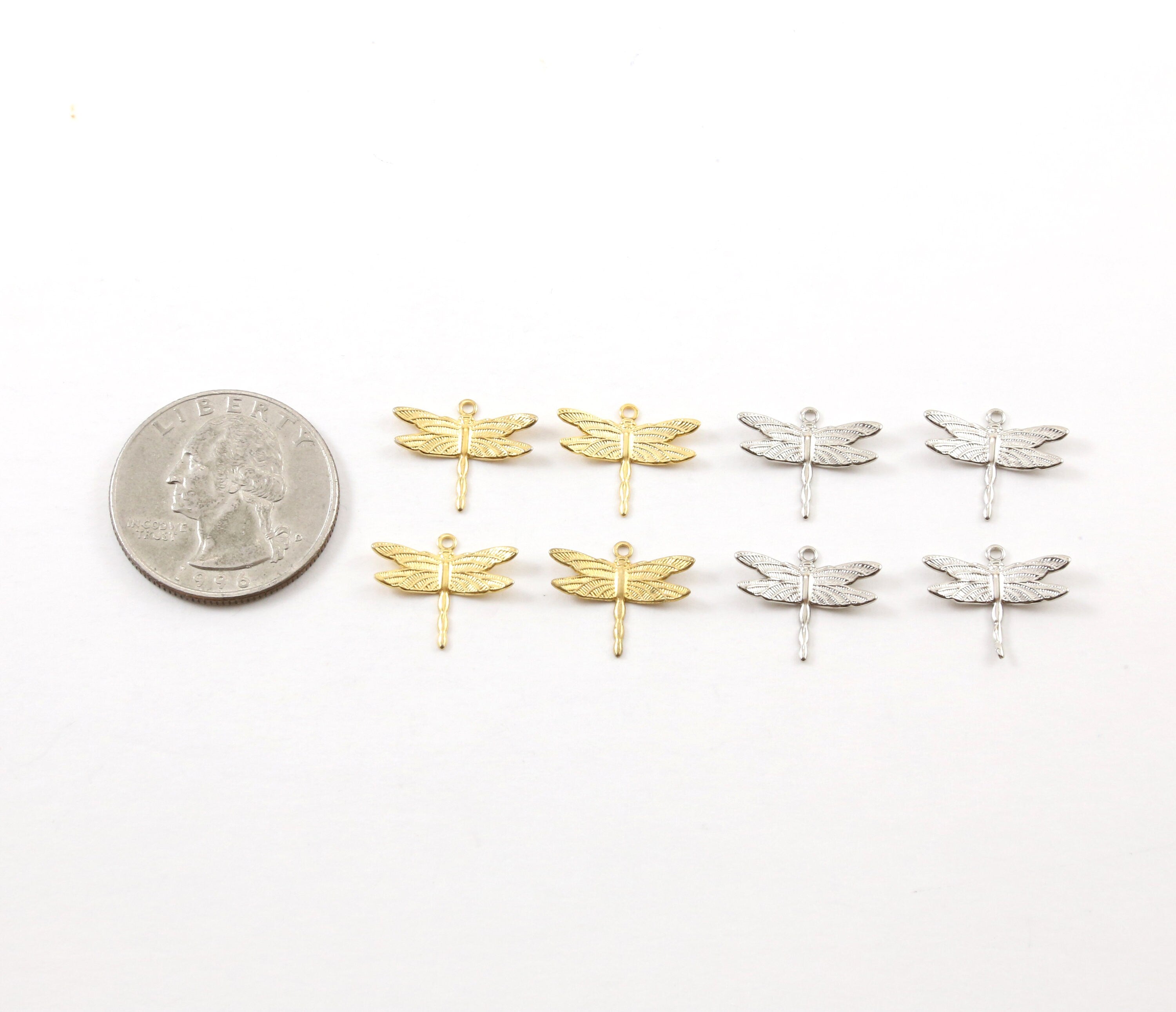 13mmx15mm Base Metal Lightweight Flying Dragonfly Wings Charm Fantasy (4pc)