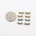 13mmx4mm Pewter Tiny Small Flying Dragonfly Bead Wings Fantasy Pendant (4pc)