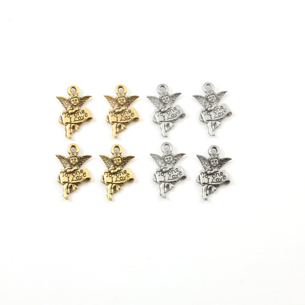 20mmx13mm Pewter Angel to One I Love Fairy Cherub Angelic Charm Mothers (4pc)