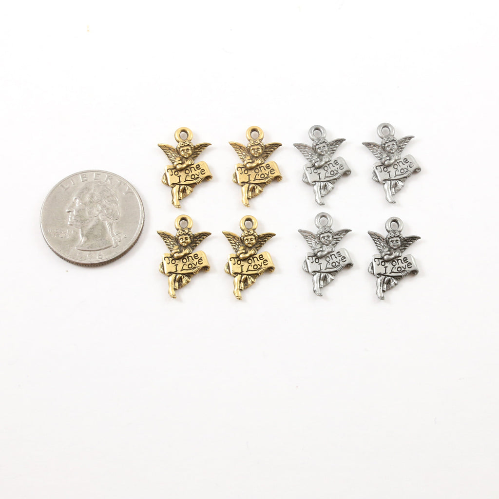 20mmx13mm Pewter Angel to One I Love Fairy Cherub Angelic Charm Mothers (4pc)