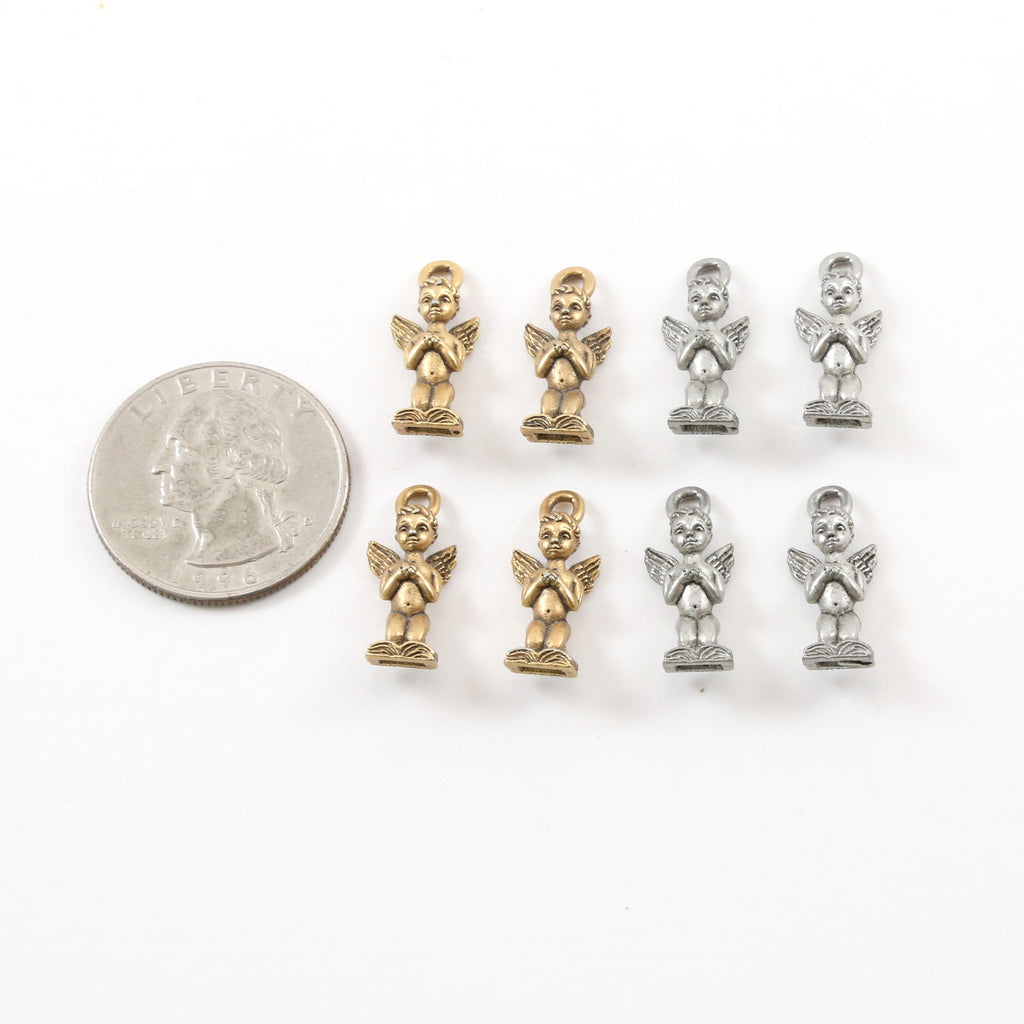 18mmx8mm Pewter Angel Cherub Angelic Coming Out of Book Bible Charm (4pc)