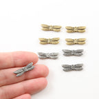 21mmx6mm Pewter Large Flying Dragonfly Bead Wings Fantasy Pendant (4pc)