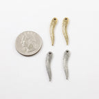 29mmx6mm Pewter Skinny Lined Pointed Minimal Modern Feather Charm (2pc)