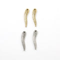 29mmx6mm Pewter Skinny Lined Pointed Minimal Modern Feather Charm (2pc)
