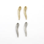 29mmx6mm Pewter Skinny Lined Pointed Minimal Modern Feather Charm (2pc)